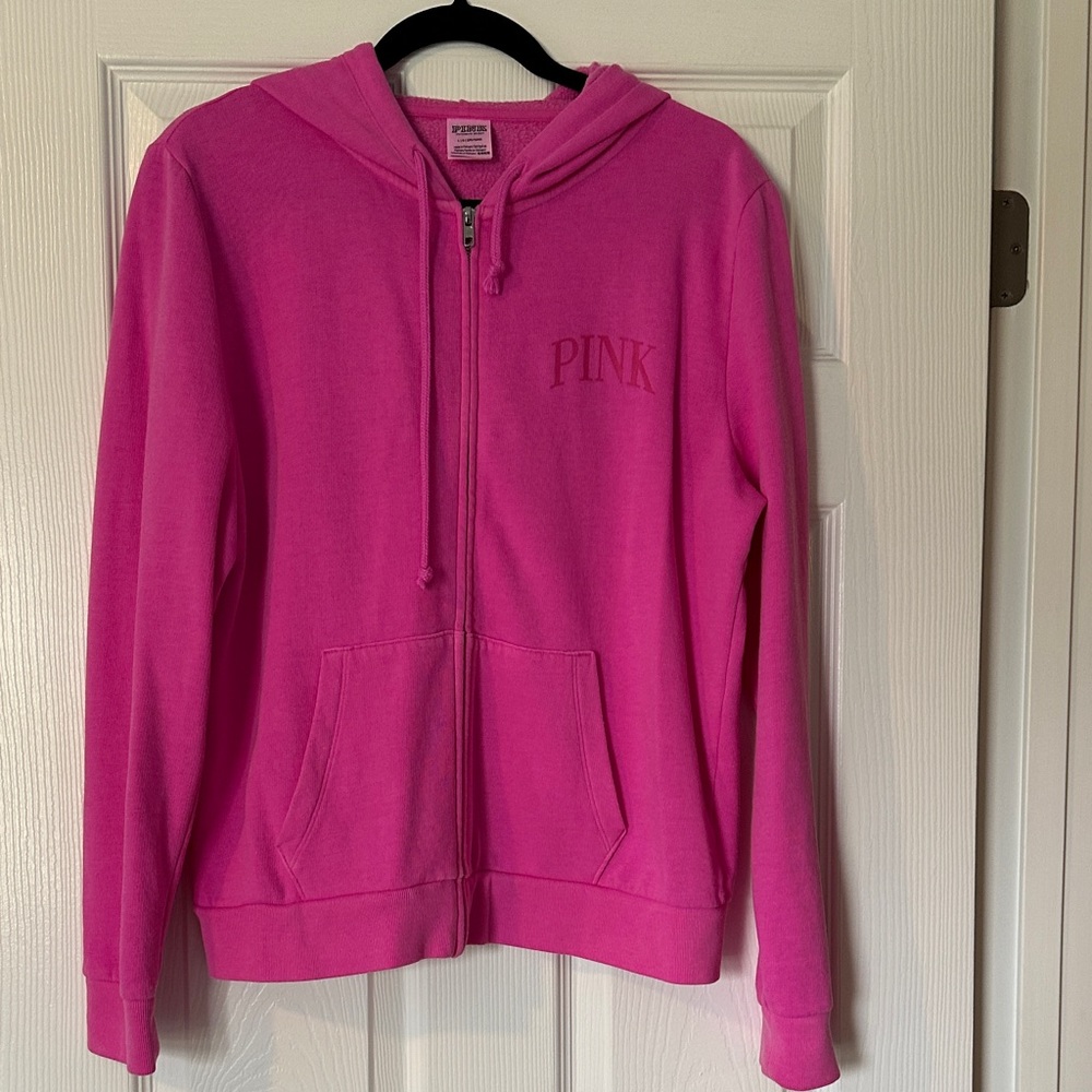 Victoria's Secret Pink Zip Up Jacket with Hood Size Large